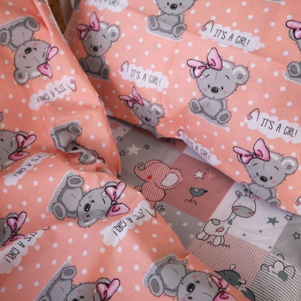 Фото - Комплект постільної білизни MirSon Бязь 20-0028 Little girl Teddy 220х240 (2200010266702)